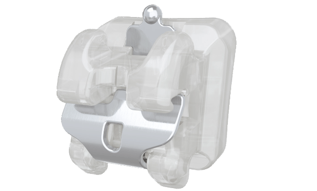 Self ligating bracket with a metal gate